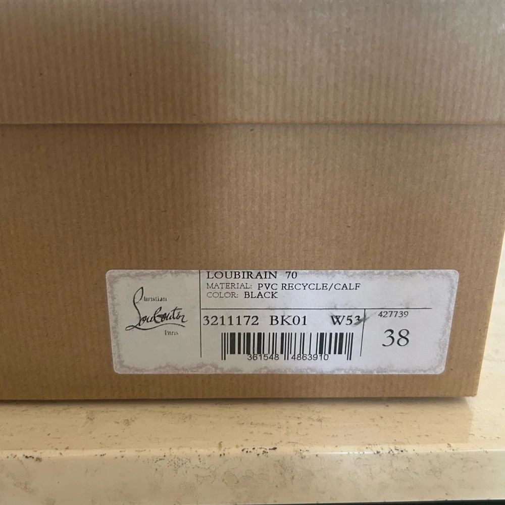New Christian Louboutin Loubirain 70 PVC Rain Boot Black Size 38EU/8US - Picture 7 of 7